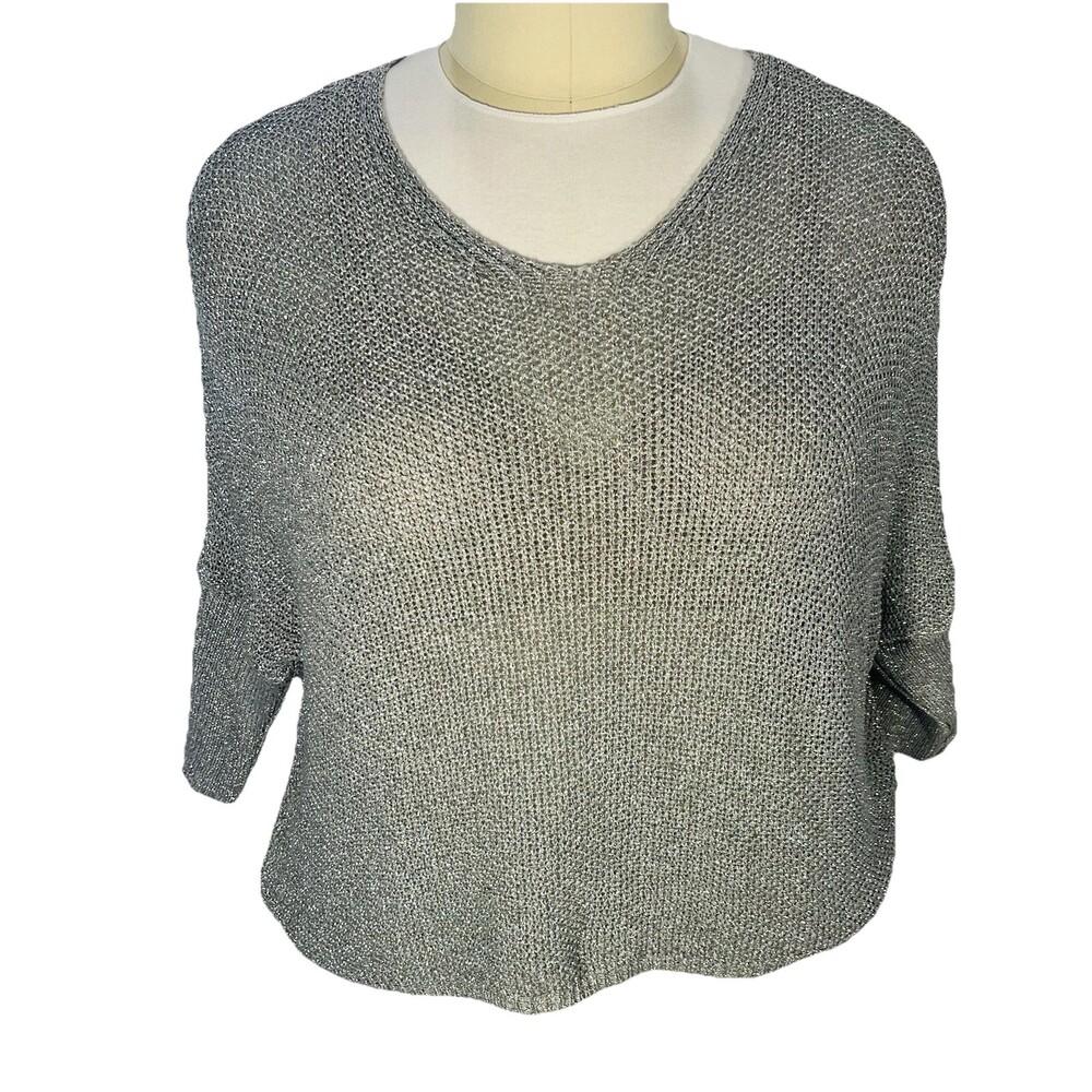 Brand Bazar Sweater Overlayer Womens One Size Silver Metallic Oversized Dolman